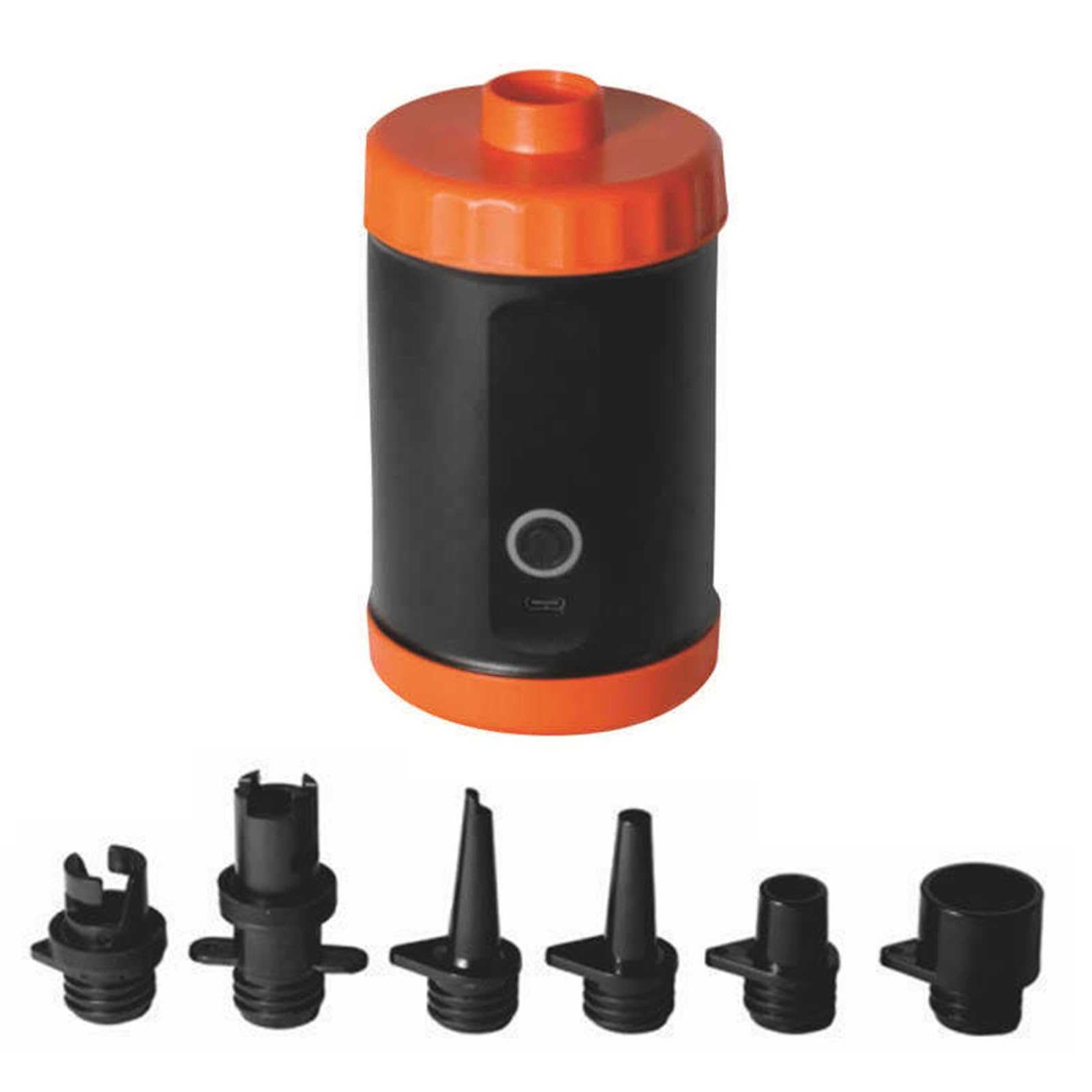 Tragbare Elektrische Luftpumpe, Wiederaufladbarer Hochdruck-Lithium-Akku, Leistungsstarke Mehrfachdüsen für Aufblasbares -Zelt, Schwimmbad, ABS, Orange und Schwarz