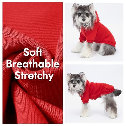 Image of 2 Pack Dog Hoodie Warm Hood Dog Sweater Cold Weather Small Dogs Sweatshirt Comfort Pet Clothes for Small Medium Dogs with Pockets (Green+Wine Red, L (Back: 13.78 inch, Chest: 18.9 inch))