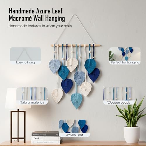 Image of Nostrae by Ekhasa Macrame Wall Hanging Leaves | Boho Wall Hanging Big Size | Handmade Macrame Wall Decor for Bedroom, Living Room, Balcony & Nursery | Boho Theme Home Decor Tapestry