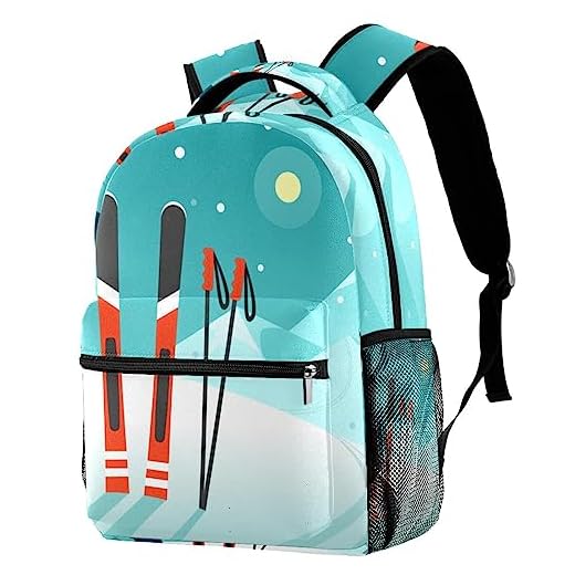 suojapuku Mochila clásica Bolsa de viaje Mochila para exteriores,Esquiar montañas nevadas,Mochila ligera para mujeres y hombres