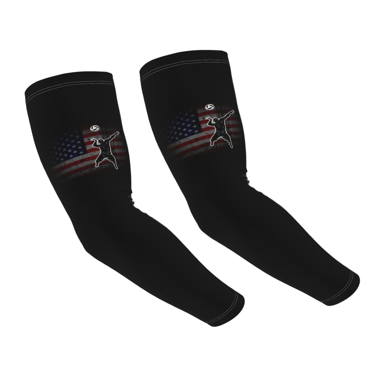 SwpWab USA Flag Volleyball Sun-Defying Elegance Comfortable Cooling Arm Sleeves