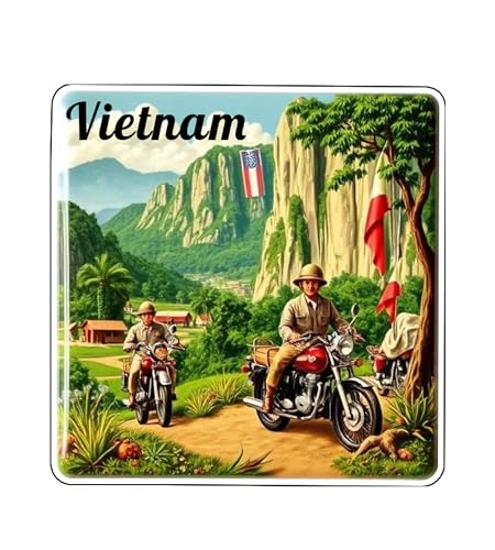Image of Gift Me Bazar Country Fridge Magnet for Home Kitchen Refrigerator Door Stylish Decor Multicolored Souvenir Gift | Country Theme MDF Wooden Fridge | Souvenir Travel Magnets (Vietnam Fridge Magnet)