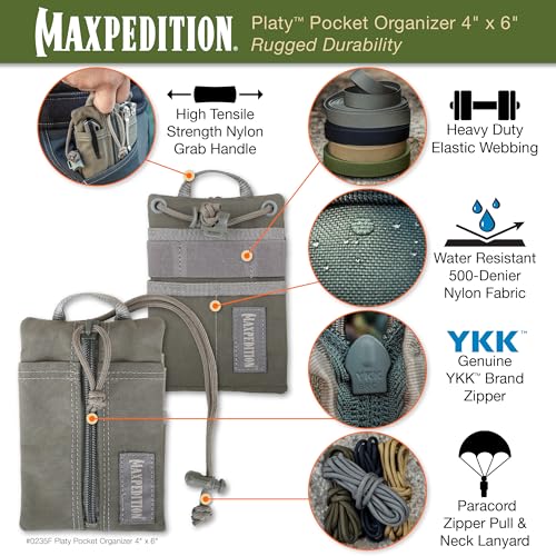 Image of MAXPEDITION Platy Pocket Organizer, Durable EDC Tool Pouch for Men, Neck Wallet with Paracord Lanyard, Holds Flashlight, Multitool, Pen, Notebook