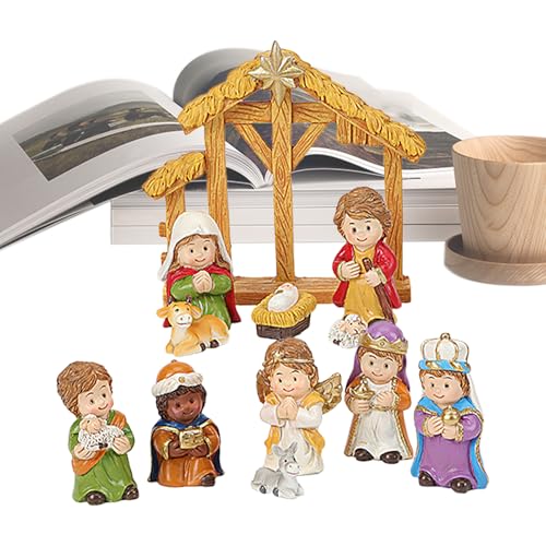 Crèche miniature pour Noël : ensemble de 12 figurines de table à collectionner - 2