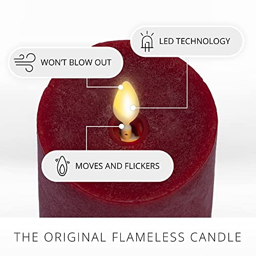 Image of Luminara - Flameless LED Battery Operated Flickering Pillar Candles - Red - Pack of 1-3x4.5 - Realistic Moving Flame Real Wax Indoor /Outdoor Decor