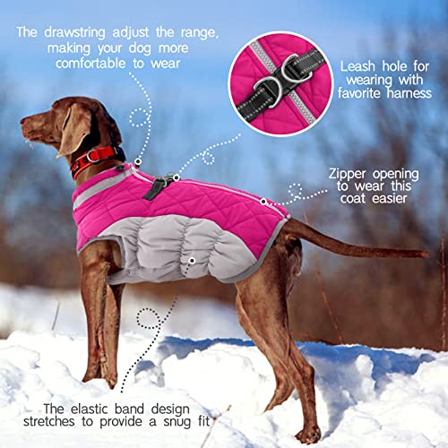 Image of FUAMEY Dog Coat for Large Dogs, Fleece Dog Winter Jacket with Harness