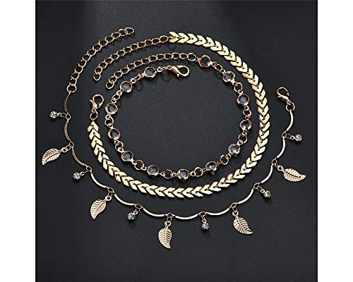 Fesciory 3 Pcs Ankle Bracelets For Women Gold Adjustable Layered Beach Anklet Set Girls Alloy Foot Chain Jewelry #TOP4