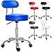 KESSER® Rollhocker I höhenverstellbar I Lederimitat Arbeitshocker Drehhocker Hocker Kosmetikhocker Praxishocker I 360° drehbar I 10 cm Polsterfläche I Dicke Polsterung (Blau mit Lehne)
