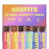 Misfits Vegan Protein Bars 6 Flavour Variety Pack | Sports Nutrition Bars - 14-15 grams Protein | 1 gram Sugar | Plant-Based, Low Carb, High Fibre | No Palm Oil | Non-GMO | Pack of 12 (2 x 6 Flavours)