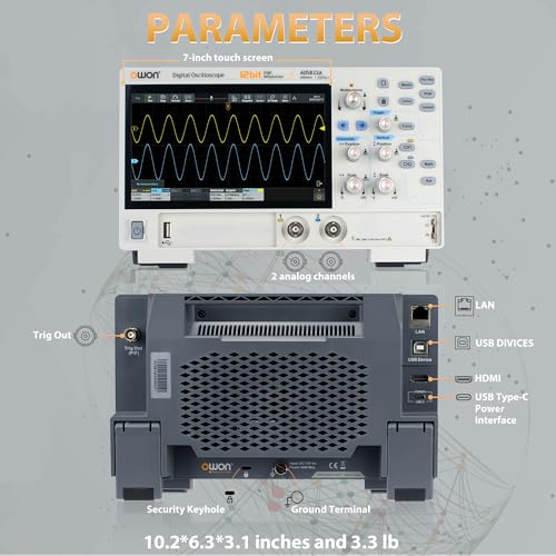 Image of OWON Oscilloscope ADS822A 200MHz Dual Channel Digital Oscilloscope 12 Bits Vertical Resolution 1.25GSa /s Sample Rate with 50M Memory Depth 7 inch LCD Display Lab Oscillograph
