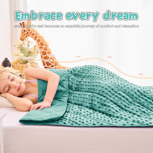 Image of Teal Weighted Blanket 10lbs, 40 inchx60 inch, Twin Size Cooling Minky Heavy Throw Blanket for 80-120lbs, Soft Winter Thick Big Blankets Weighted Comforter Gift