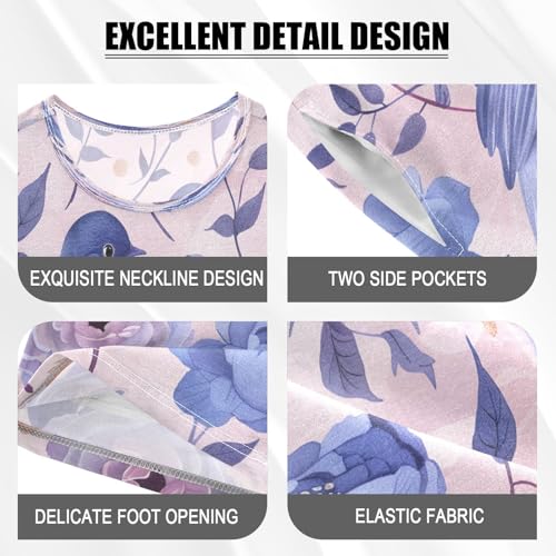 senya Short Sleeve Pajamas Sets Summer Cotton Sleepwear Pink and Blue Pastel Colors Bird4