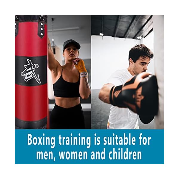 ZERUIDM-Hanging-Punching-Bag-Set-Unfilled-Heavy-Boxing-Bags-Kickboxing-Bag-for-Adults-Kids-Youth-Boxing-Set-with-Hand-Wraps-Punching-Bag-Hangers-for-MMA-Muay-Thai-Karate-Taekwondo-Training ZERUIDM Hanging Punching Bag Set Unfilled, Heavy Boxing Bag Kickboxing Bag for Adults Kids, Youth Boxing Set with Hand Wraps, Punching Bag Hangers, for MMA Muay Thai Karate Taekwondo Training