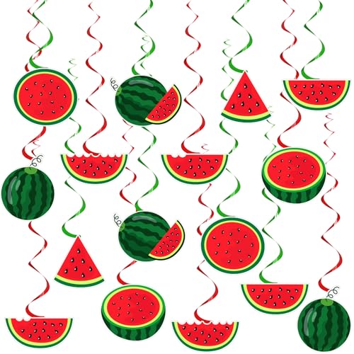 Image of MotiMind 32 Pcs Watermelon Party Decorations One in a Melon Watermelon Hanging Swirl for Summer Hawaiian Beach Party, Baby Showers, Celebrations Decorations