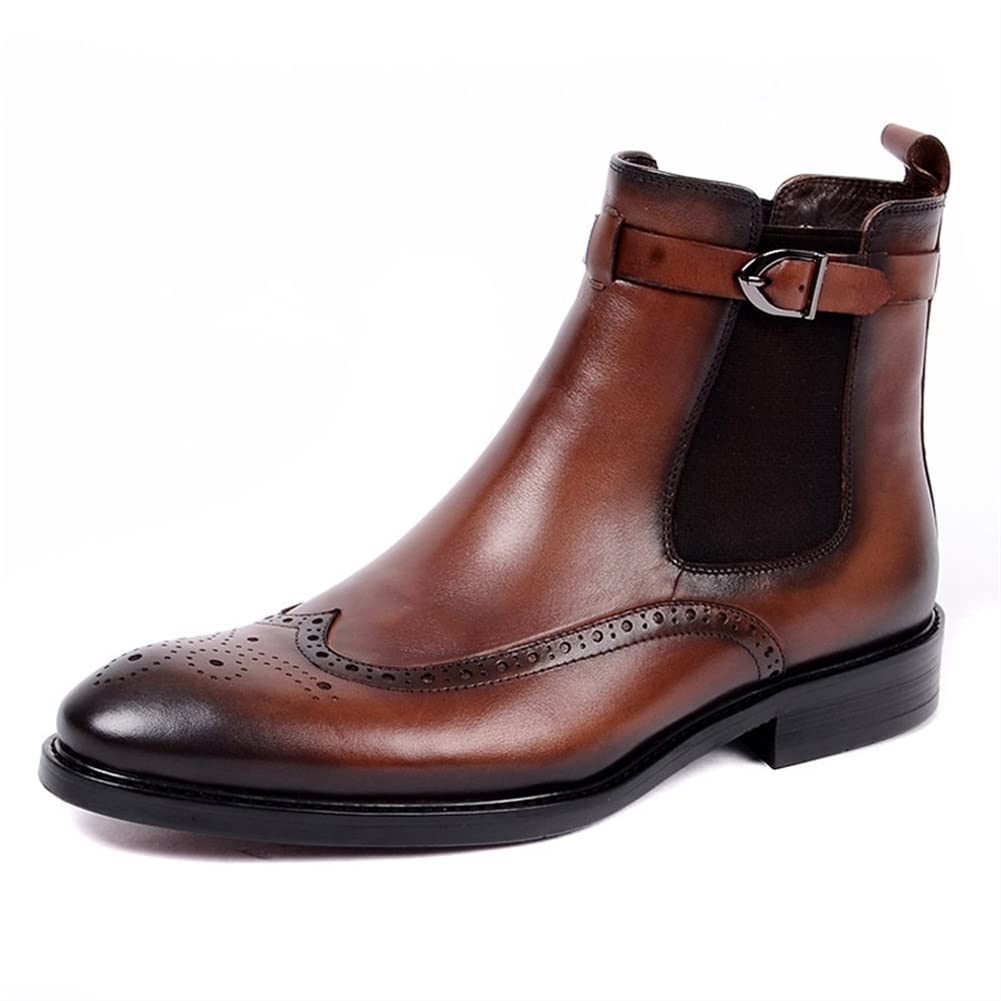 Nowe męskie buty Chelsea skórzana elastyczna klamra z boku rzeźbione brogsy wygrana końcówka polerowane palec u nogi mnich pasek wsuwane poręczne antypoślizgowe wodoodporne robocze wsuwane
