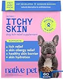 GutWell Itchy Skin - Dog Itching Skin Relief & Seasonal Allergy Itch Relief for Dogs - Promotes Skin Hydration, Elasticity & Healthy Barrier with Triple-biotic Blend, Zinc, & Vitamin E - 60 Scoops