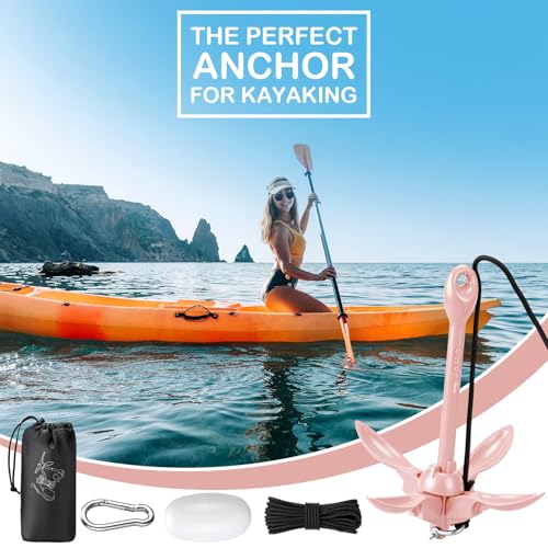 Image of Lounsweer 2 Pack 1.5 /3.5 lb Marine Kayak Anchor Kit Folding Grapnel Anchor Kit Boat Kayak Fishing Accessories for Small Boats Kayaks Canoe Paddle Boards