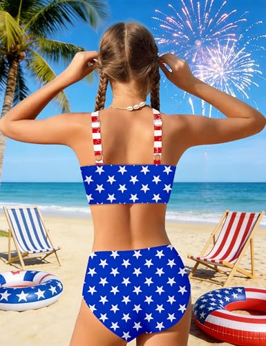 Image of Girls Swimsuits 2 Piece Bikinis Set Colorblock Bathing Suits Criss Cross Strap Girls' Swimwear