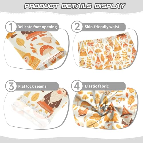 Autumn Gnomes Yellow Leaves Berries Vintage Kids Girl's Leggings Comfortable High Waisted Dance Pants Exercise3