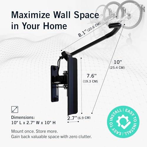 Image of StoreYourBoard Bike Hangers for Garage | Garage Bike Rack Wall Mount, Vertical Bicycle Rack for Garage | 124 Swivel Bike Wall Mount with Stopper, Holds 50lbs, Fits All Wheel Diameters, Max 2.6 inch Tires