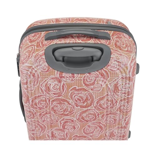 Image of Genie Rose 55cm Trolley Bag,Hard Side 8 Wheel Cabin Luggage- Pink, Printed, Travel Bag for Women