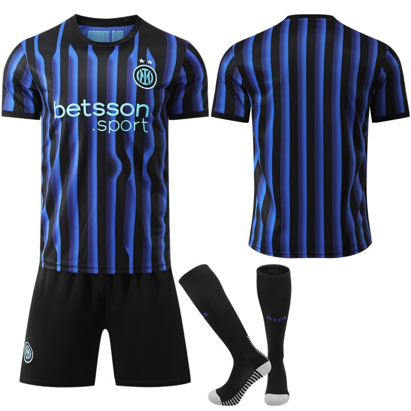Inter Milan 25-26 Season Home Official Replica Jersey Kit - Men's, Youth & Kids Soccer Training Set (T-Shirt, Shorts, Socks Combo) - Breathable Football Sports Outfit - HM1 XXL A