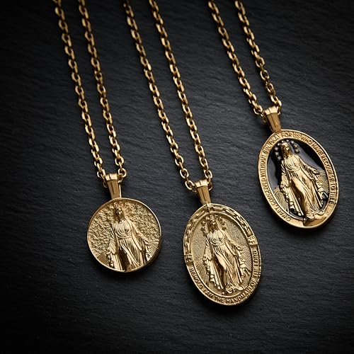 Forge & Foundry Men's Religious Virgin Mary Pendant with 21" Extendable Necklace With Saint Mary Pendant - Celestine2