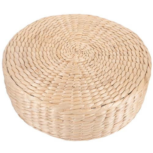 Unomor Household Straw Woven Floor Pad Meditation Cushion Seating Mat for Yoga Outdoor Poufs for Patio Comfortable Tatami Floor Pillow for Home and Office Use