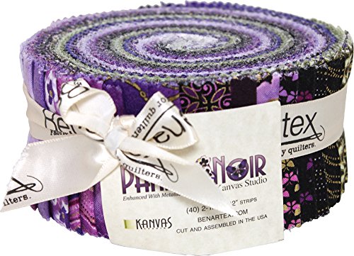 Kanvas Studio Pansy Noir Pinwheel 40 2.5-inch Strips Jelly Roll Benartex