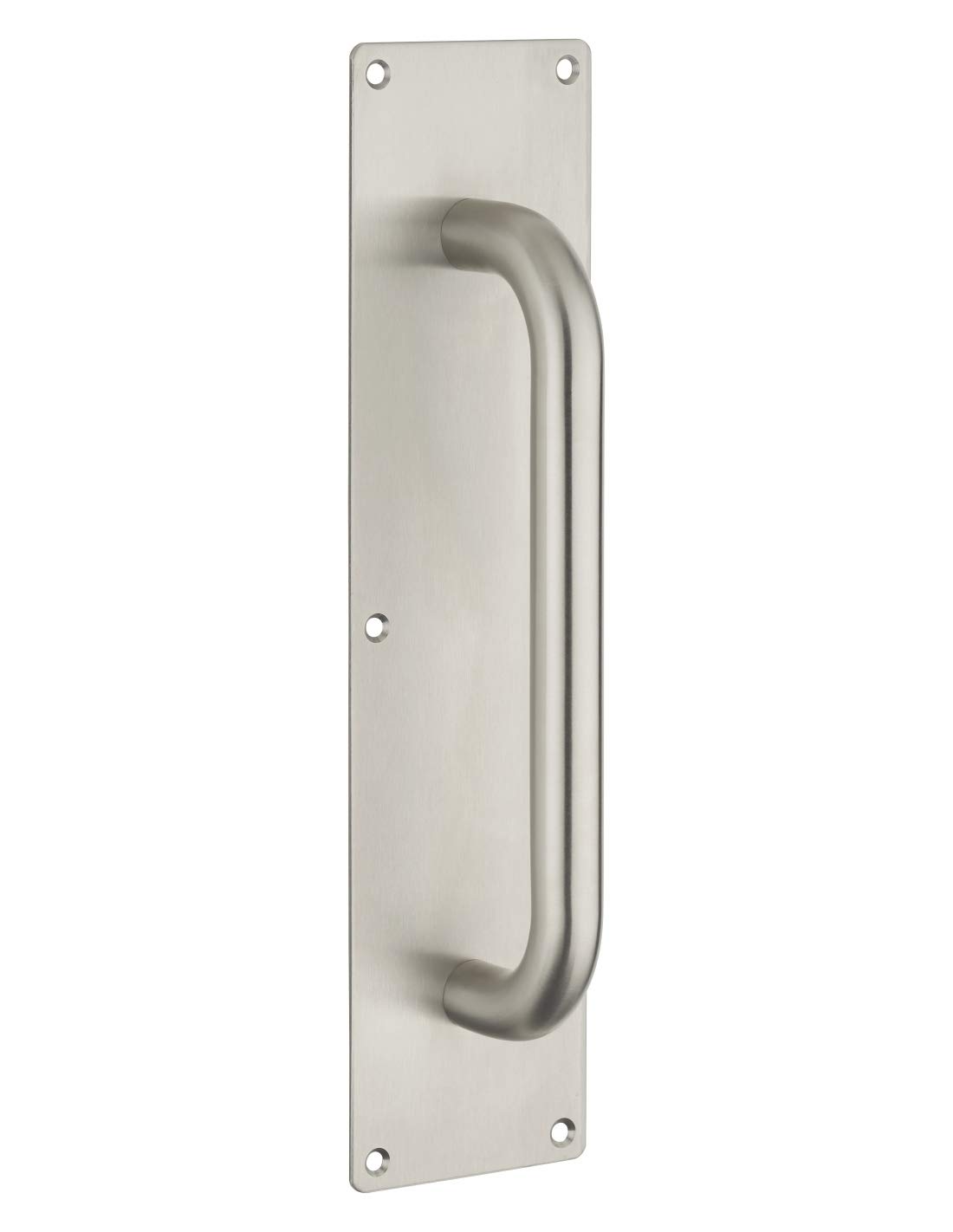 THIRARD - Poignée Inox avec Plaque - Type Sans Trou - Usage Porte Intérieure Battante - Entraxes de Fixation 300 mm - Finition Satinée - 300 x 75 mm - Ø 19 mm - Gris
