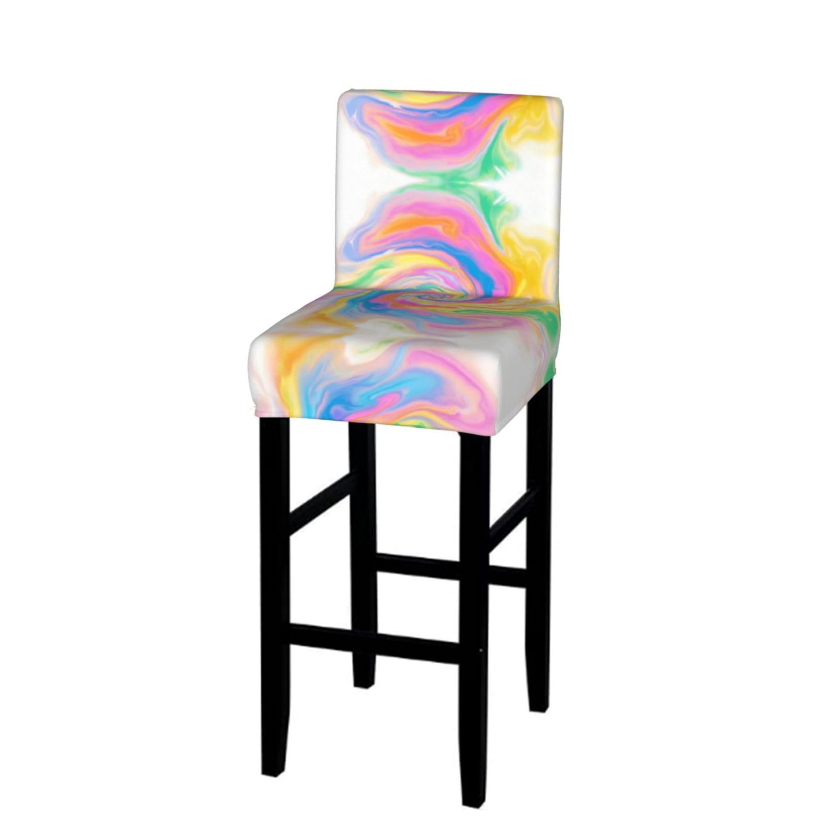 CNTDBU Tie Dye Swirl Bar Stool Cover-Stretchy Chair Slipcover for Kitchen