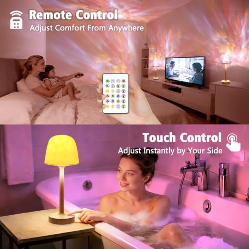 seenlast Waterproof Spa-Like Shower Lamp,16 Color Ocean Wave Projector Night Light for Inside Shower,Rechargeable Shower Light with Touch & Remote Control for Room Decor,Gifts for Women, Couples — view 4