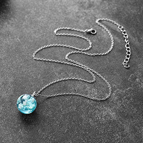 KESYOO Céu Azul Nuvem Colar de Resina Resina Transparente Bola Redonda Lágrima Lua Pingente de Colar