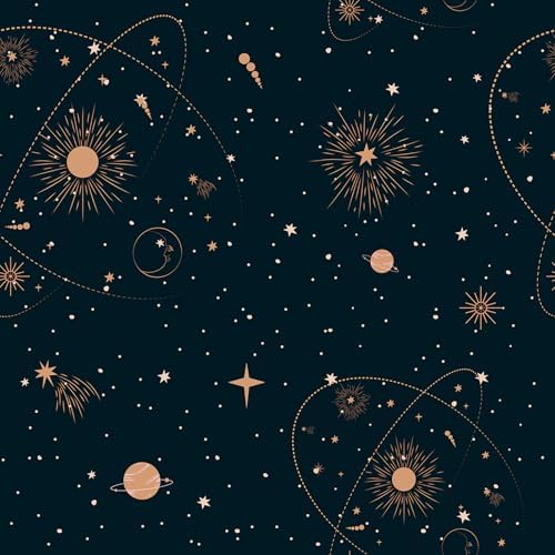 FunStick Black and Gold Galaxy Wallpaper Peel and Stick Dark Spac...
