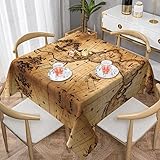 Matériau de la nappe imprimée carte du monde = >> 100 % polyester - Taille de la nappe : 137 x 137 cm