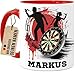 Tassenliebling&reg; Dart Tasse personalisiert - Rot - Geschenk f&uuml;r Dartspieler - Darts Geschenk - Tasse mit Namen - Geschenke f&uuml;r Sportler - 330ml Keramik