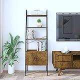 O&K オープンラック シェルフ 扉付き5段 幅56×奥行34×高さ165cm スリム 間仕切り 木目調 ヴィンテージ風