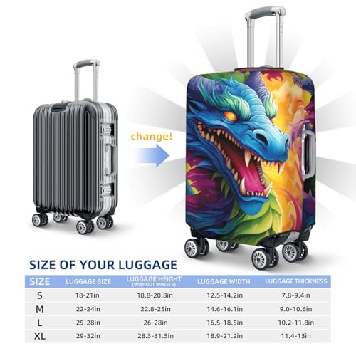 Travel Luggage Cover Colorful of dragons Suitcase Protector Elastic Washable Stretch Suitcase Protector Anti-Scratch Travel Suitcase Cover Fit 18-32 Inch Luggage2