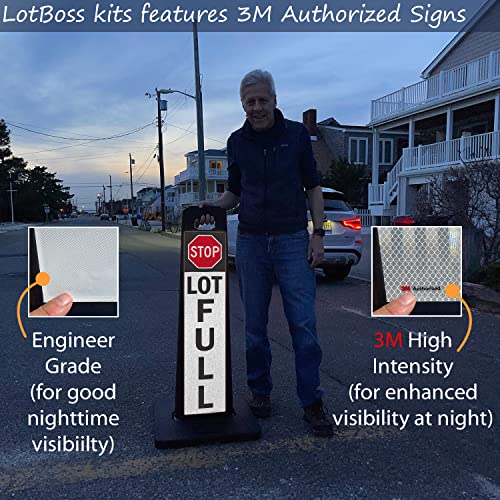 Smartsign "Stop Lot Full/Enter" Lotboss Parking Lot Sign Kit With Rubber Base, Double-Sided, 7.875" X 35.5" 3M Engineer Grade Reflective Sign, Crash Proof Portable Plastic Frame #TOP3