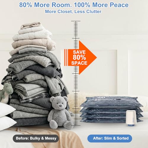 Image of Vacuum Seal Bags for Travel with Pump - 12 Pack Luggage Vacuum Bags