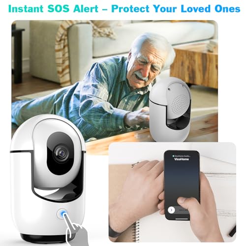 RADCLO 360° Überwachungskamera für den Innenbereich, 2K-Kamera, Nachtsicht, Überwachungskamera innen mit PIR-Bewegungserkennung, Zwei-Wege-Audio, Cloud/Micro-SD-Speicher, Ideal für Baby/Haustier