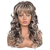 Deifor 80s Vintage Wigs Long Curly Heat Resistant Synthetic Natural Looking Highlight Hair for Cosplay (Blonde Ombre)