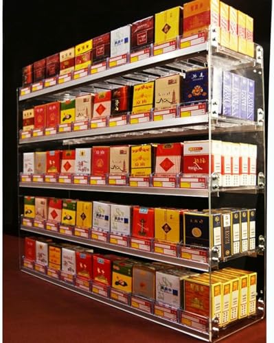 Présentoir automatique pour cigarettes mural à poussoirs robustes pour vitrines de tabac