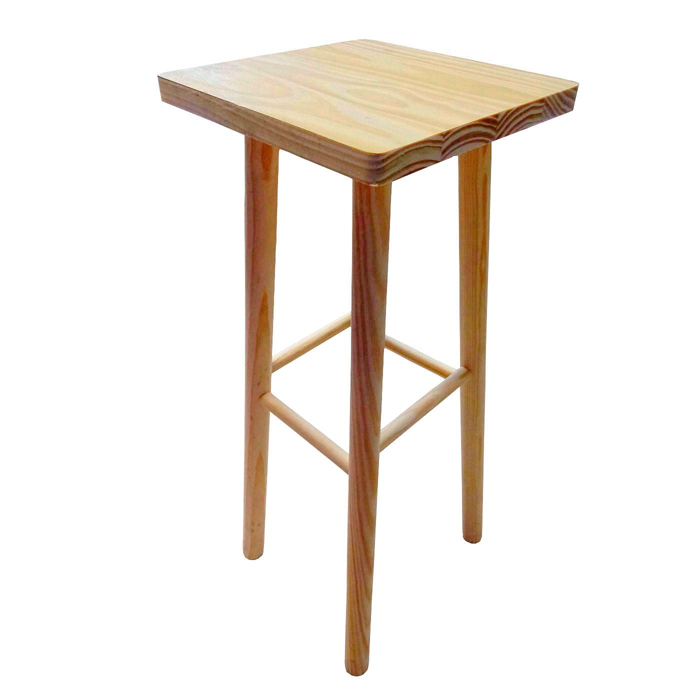Tradineur - Taburete de Madera Cuadrado con Patas Redondeadas, 69.3 x 26.8 x 26.8 cm, banqueta de Madera con reposapiés para Bar, Restaurante, Cocina