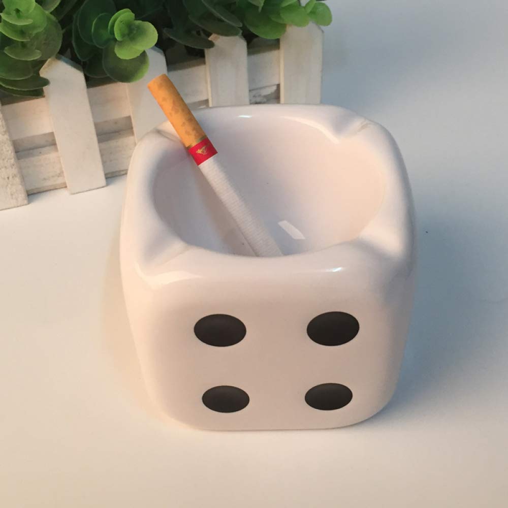 YUANYI Dice Ash Tray Creative Personality Trend Multifunctional Ceramic Ashtray Home Living Room Office Fashion Decoration Men'S Gift Ashtray,White