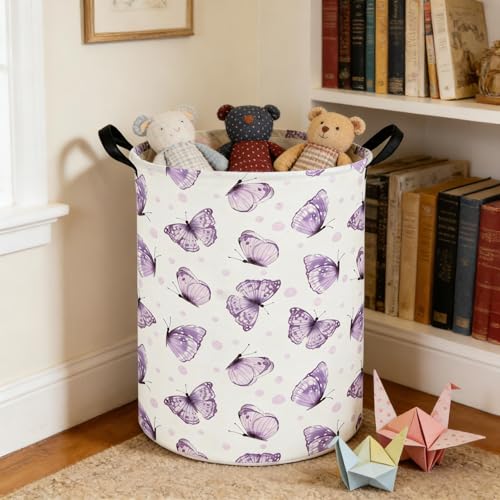 Image of Butterfly Baby Laundry Basket,Nursery Hamper,Kids Dirty Clothes Hamper,Toys Storage Bin Organizer,Girl Room Decor(Cute Butterfly)