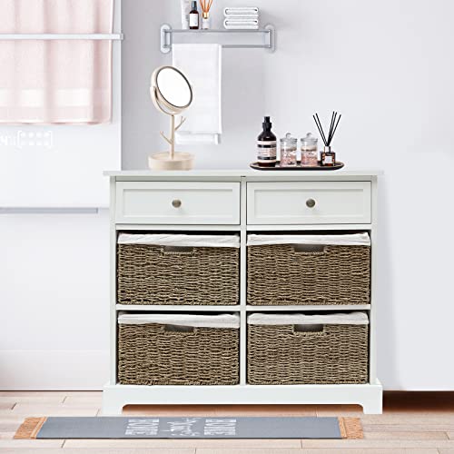 Babion Chest with Wicker Basket Drawers,Wicker Dresser with 2 Drawers and 4 Basket,Storage Cabinet with Baskets,Chest of Drawers for Living Room, Hallway, Nursery, Closet,Easy Assembly Babion Chest with Wicker Basket Drawers,Wicker Dresser with 2 Drawers and 4 Basket,Storage Cabinet with Baskets,Chest of Drawers for Living Room, Hallway, Nursery, Closet,Easy Assembly