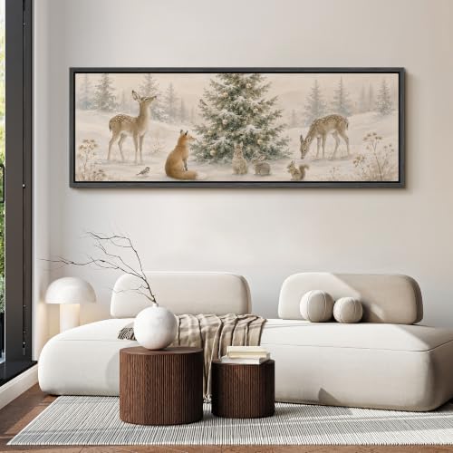 Image of MUDECOR Large Framed Canvas Print Wall Art Winter Wildlife for Living Room