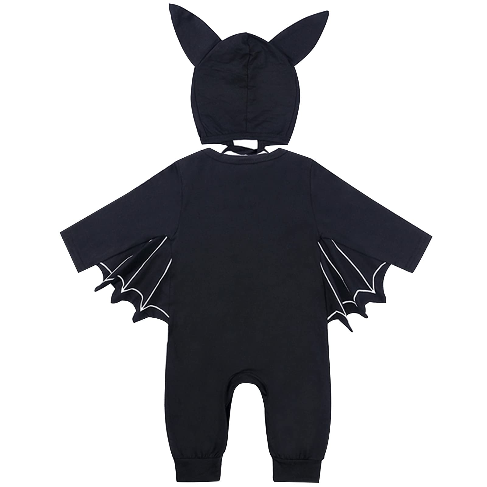 AGQT It's My 1st Halloween Romper Black Bat Costume Cloak Outfit Hat Newborn Babys Halloween Costume Bat Hat Size 0-6M