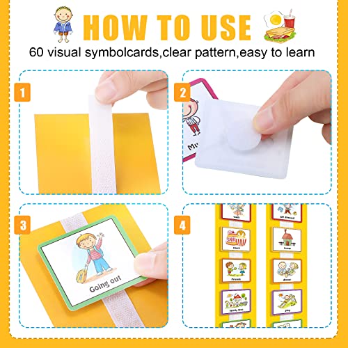 Geyee 60 Pcs Kids Visual Schedule Cards Daily Routine Chart Visual Wall Planner Cards Bulk for Autism Learning Materials Aspergers ADHD Home School Education Behavioral Tool(Yellow) - Image 6
